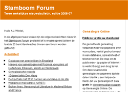 Tweewekelijkse nieuwsbrief van het Stamboom Forum