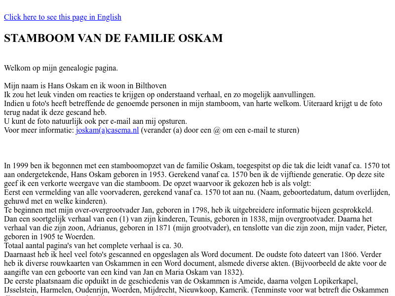 Screenshot van website