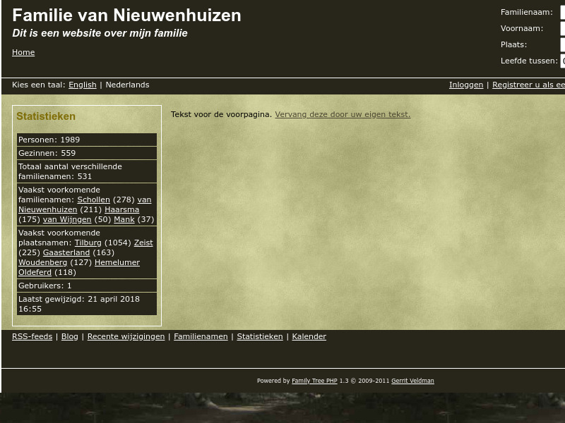 Screenshot van website