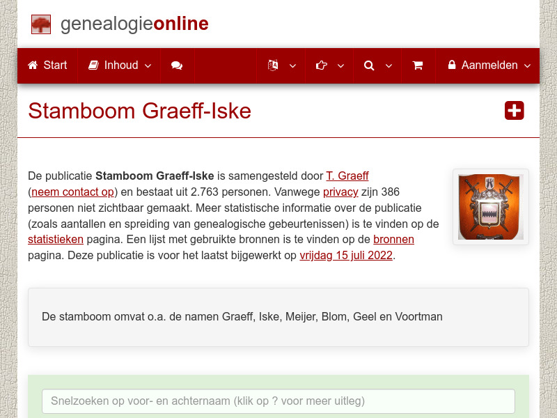 Screenshot van website