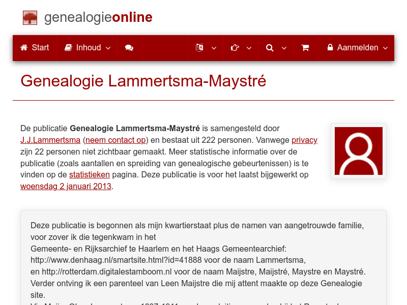 Screenshot van website