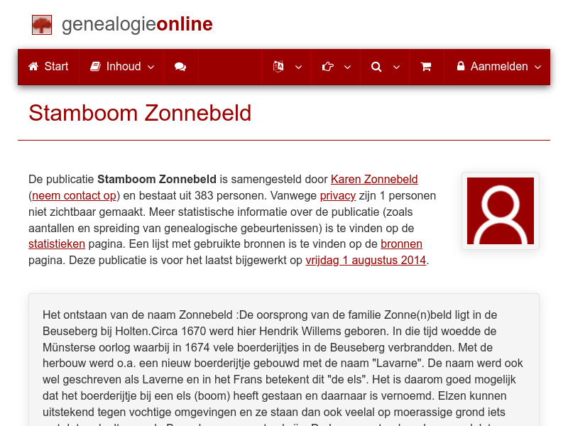 Screenshot van website