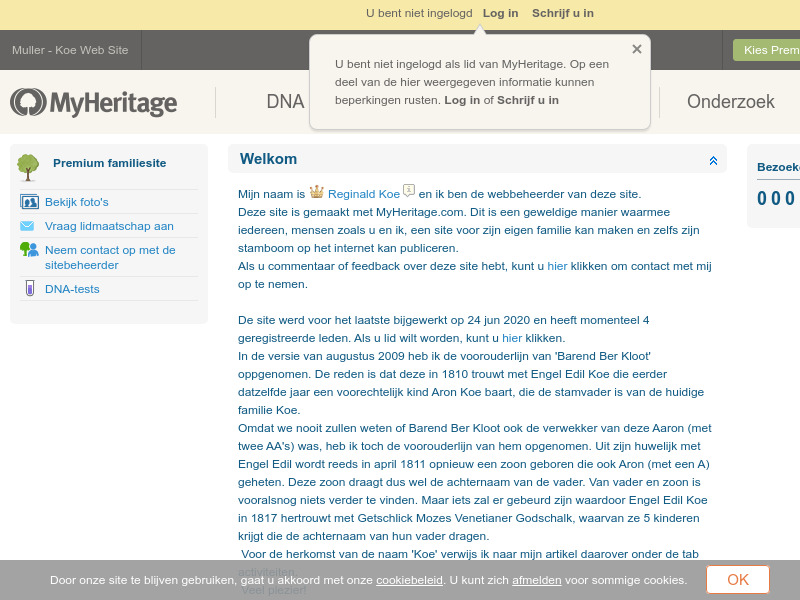 Screenshot van website