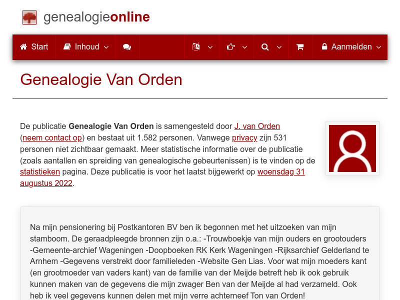 Screenshot van website