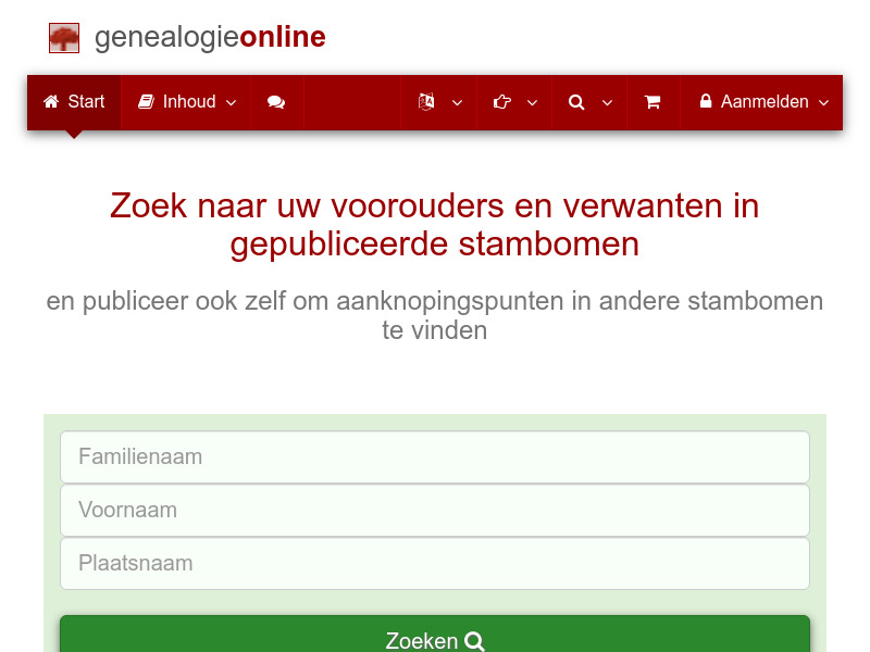 Screenshot van website