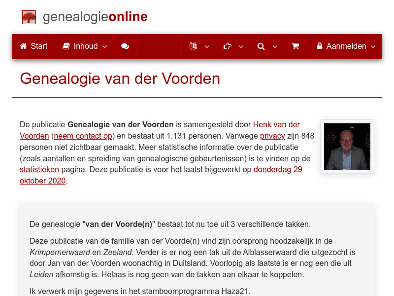 Screenshot van website