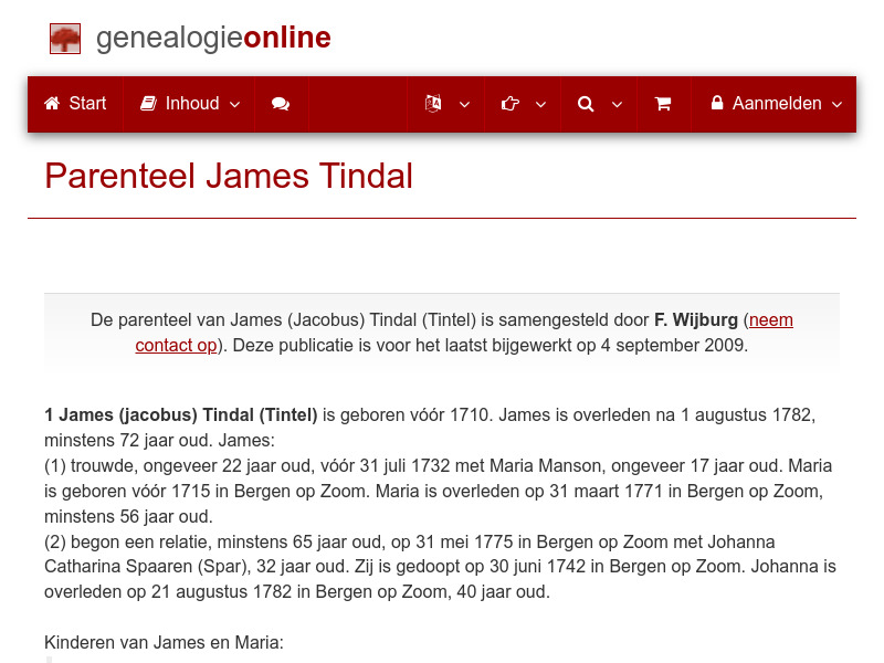 Screenshot van website