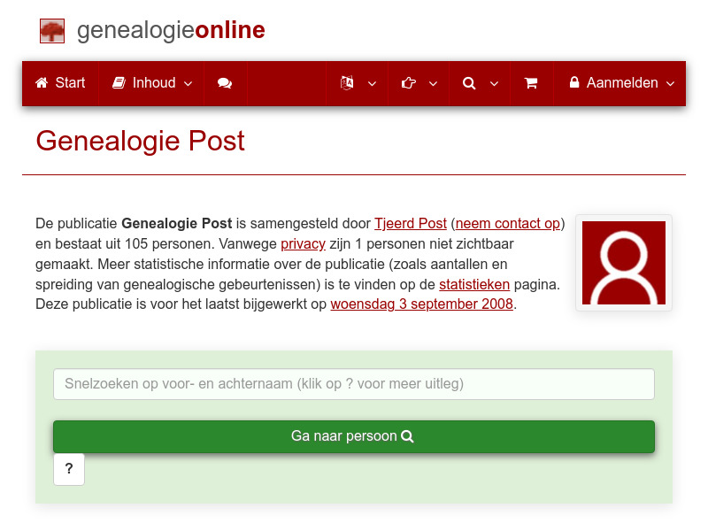 Screenshot van website