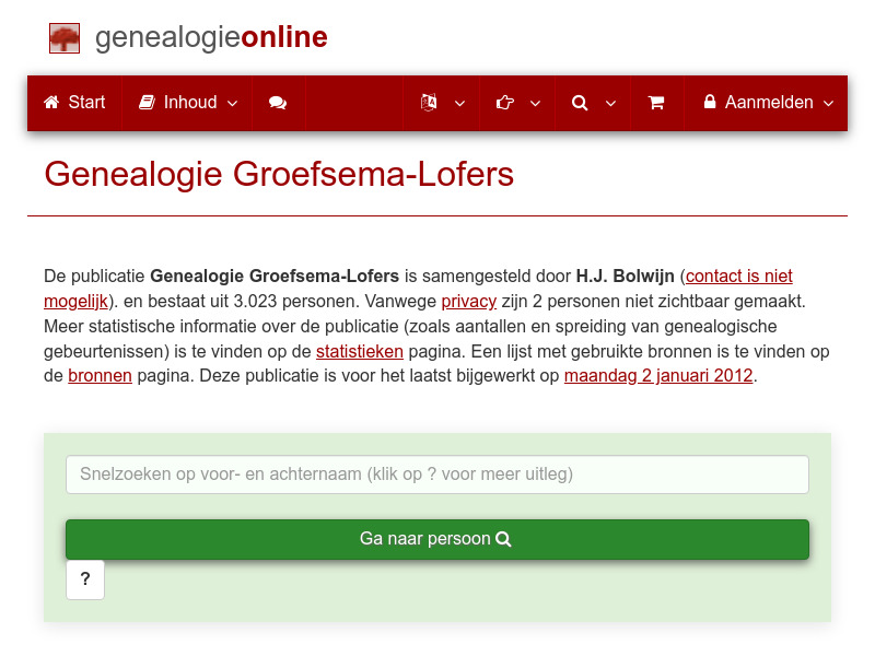 Screenshot van website