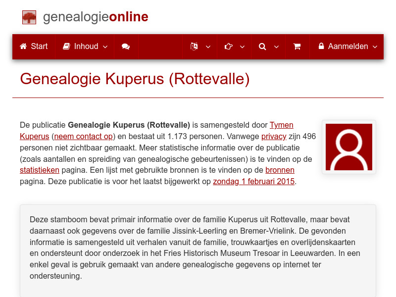 Screenshot van website