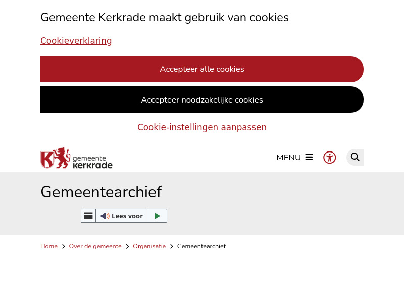 Screenshot van website