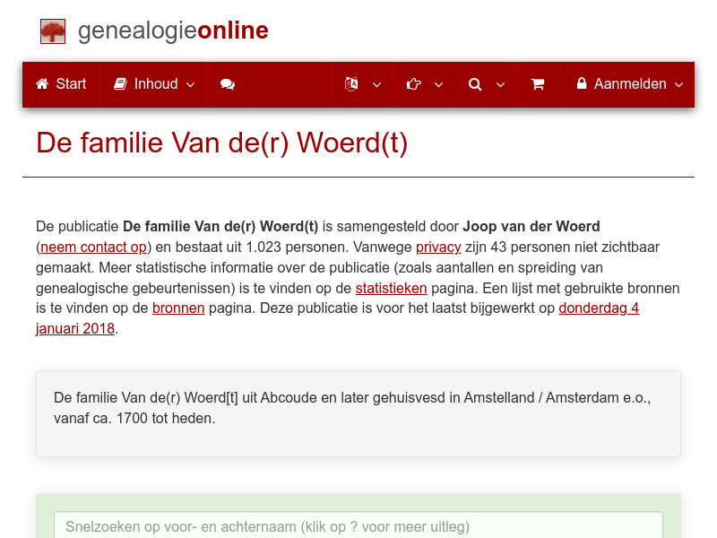 Screenshot van website