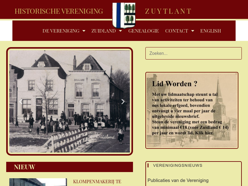 Screenshot van website