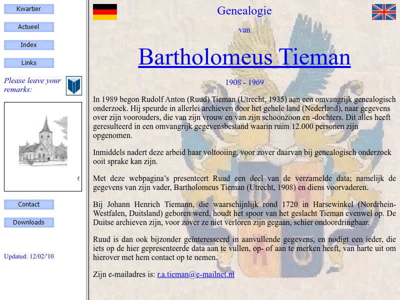 Screenshot van website