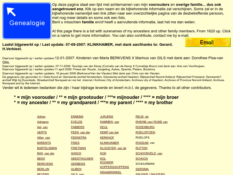 Screenshot van website