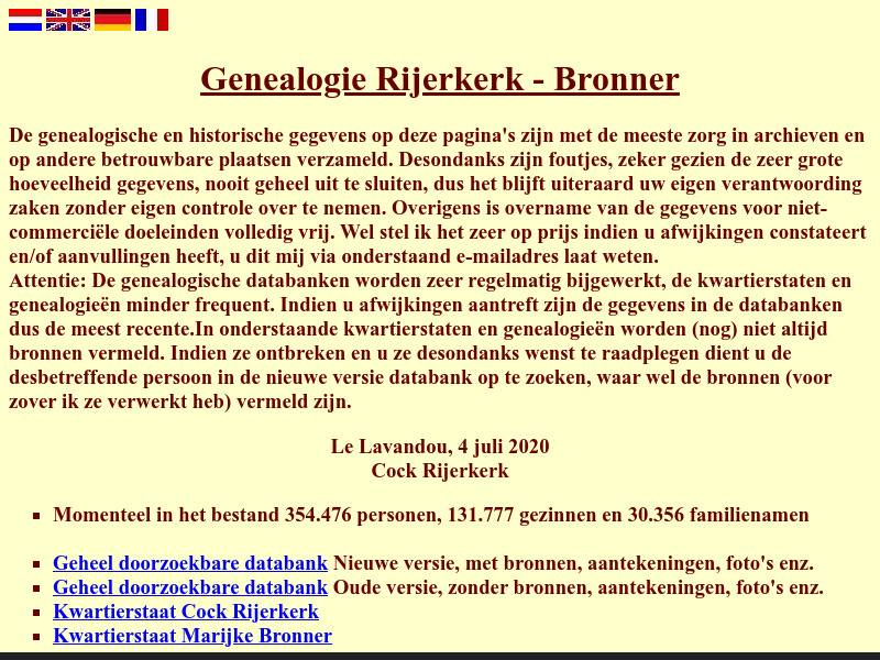 Screenshot van website