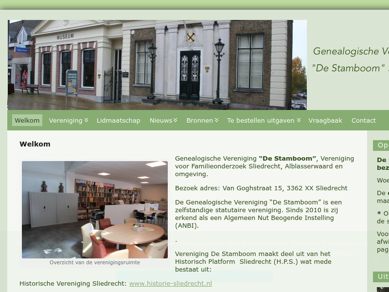 Screenshot van website