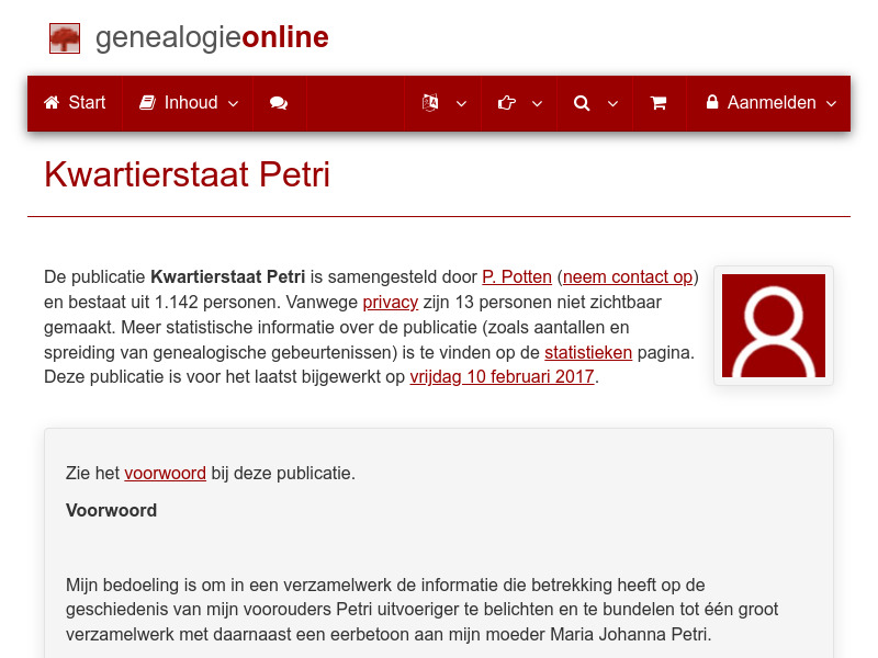 Screenshot van website