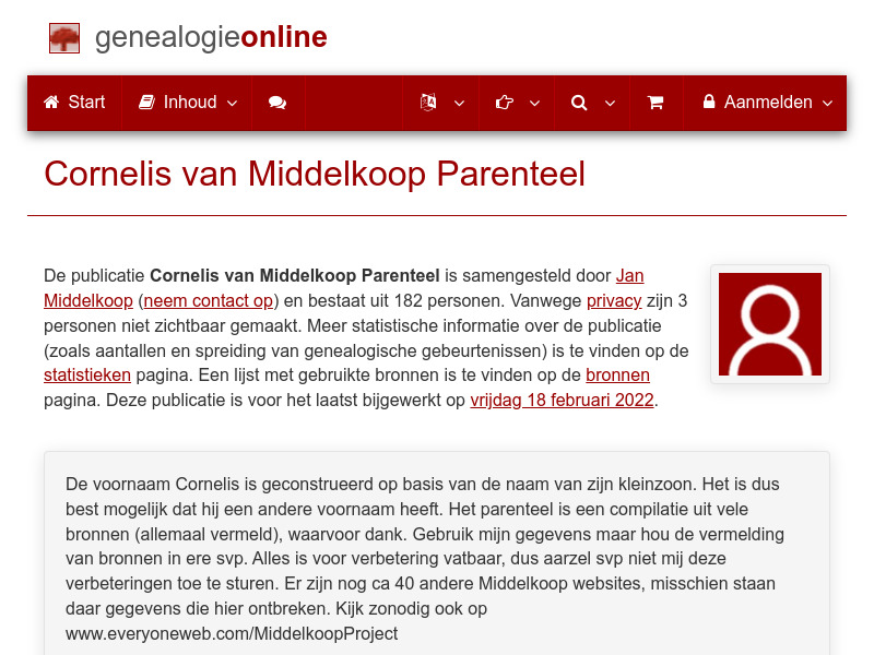 Screenshot van website