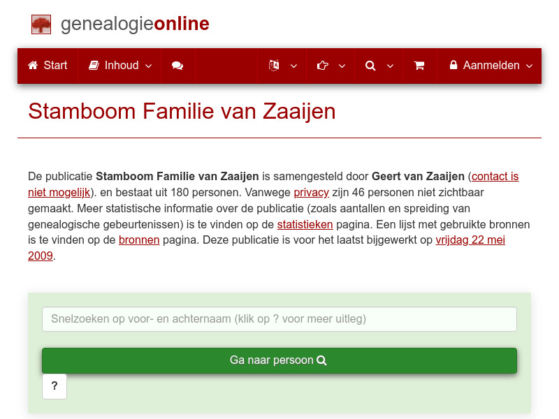 Screenshot van website