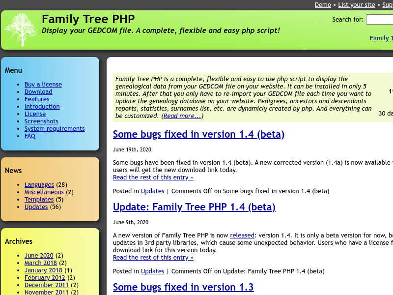 Screenshot van website