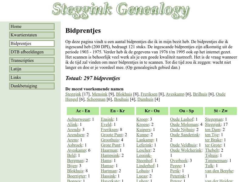 Screenshot van website