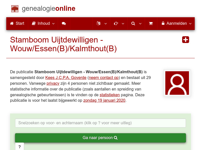 Screenshot van website