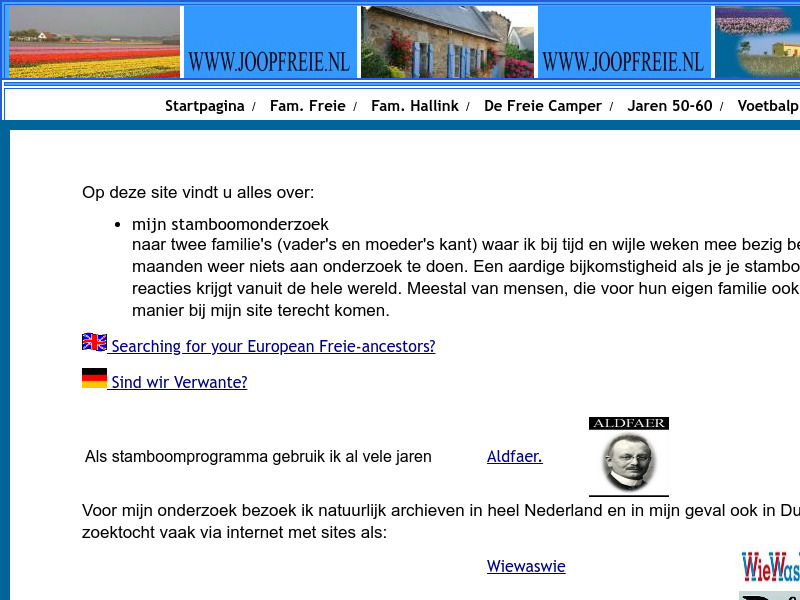 Screenshot van website