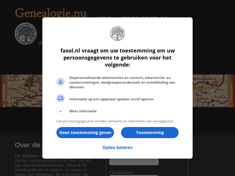 Screenshot van website