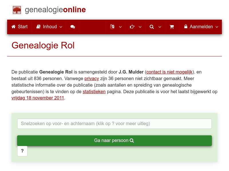 Screenshot van website