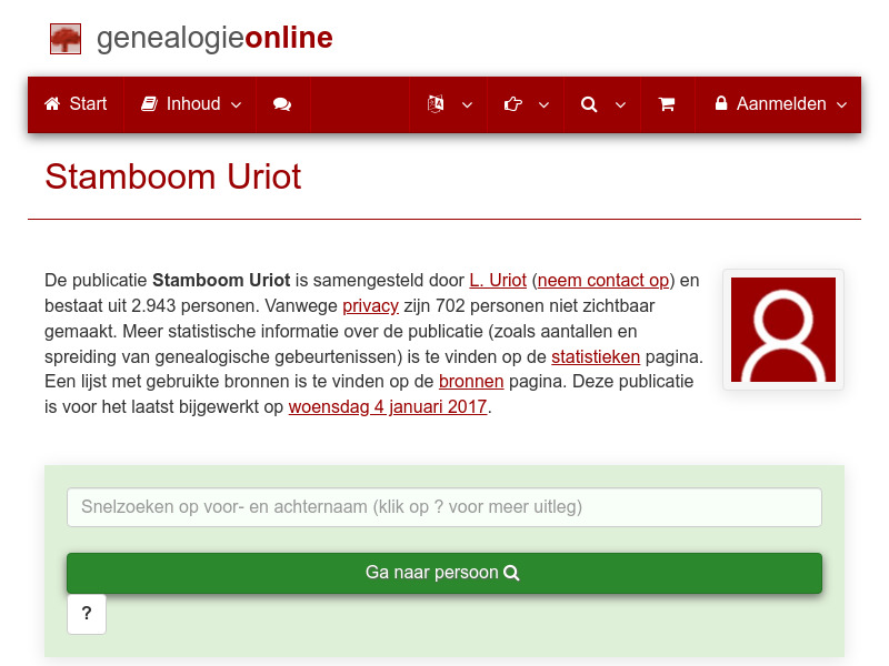 Screenshot van website