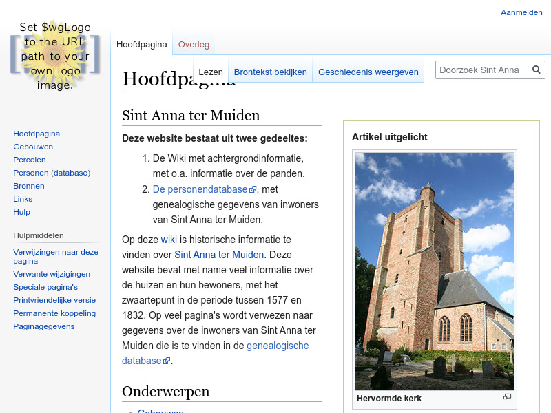 Screenshot van website