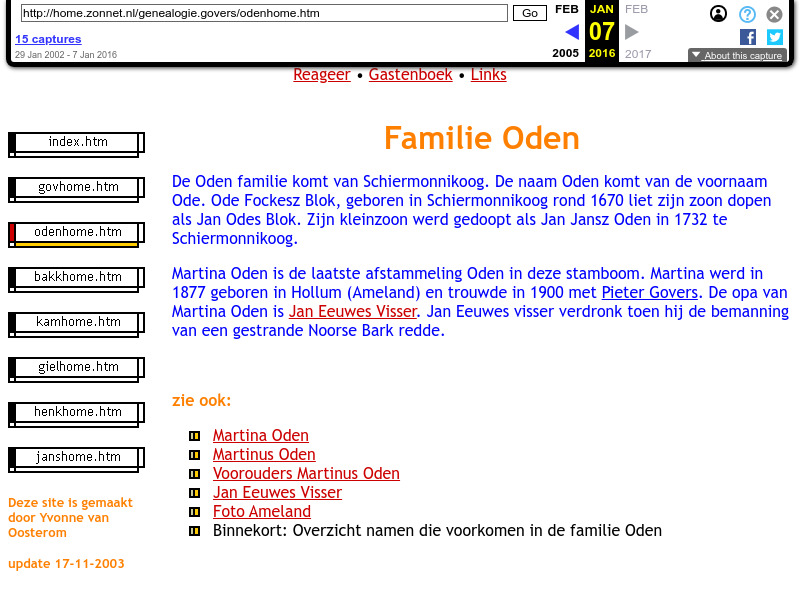 Screenshot van website