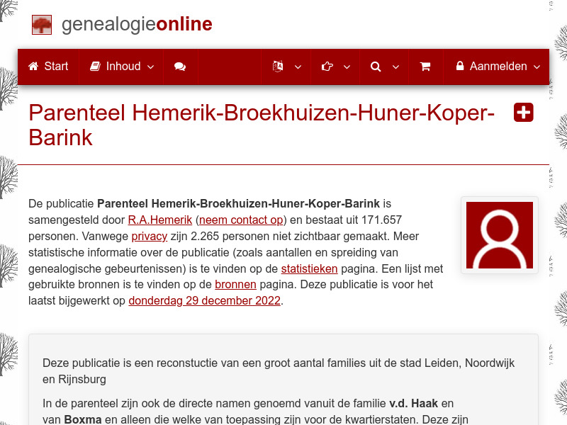 Screenshot van website