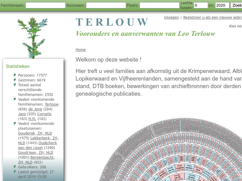 Screenshot van website