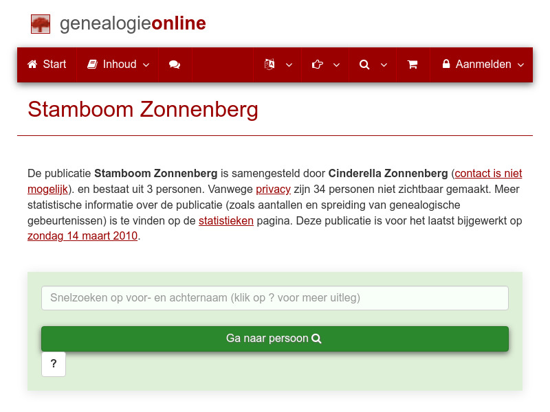 Screenshot van website
