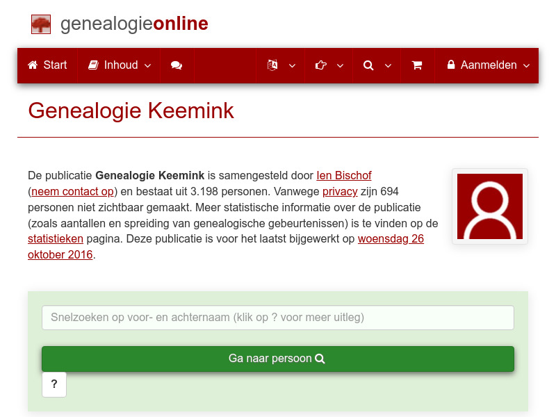 Screenshot van website