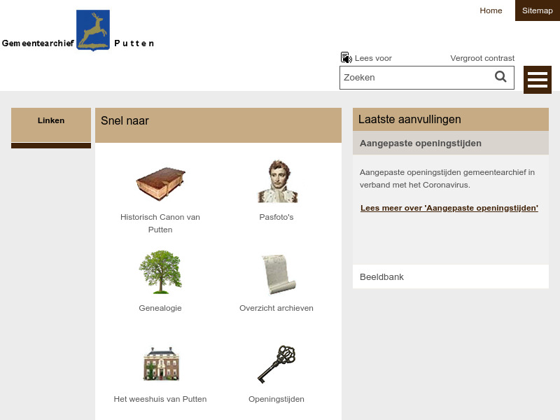 Screenshot van website