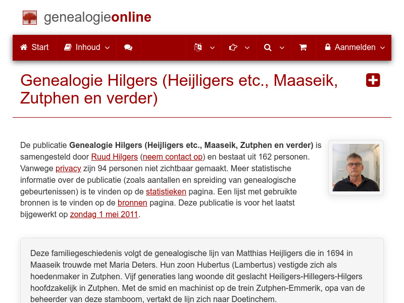 Screenshot van website