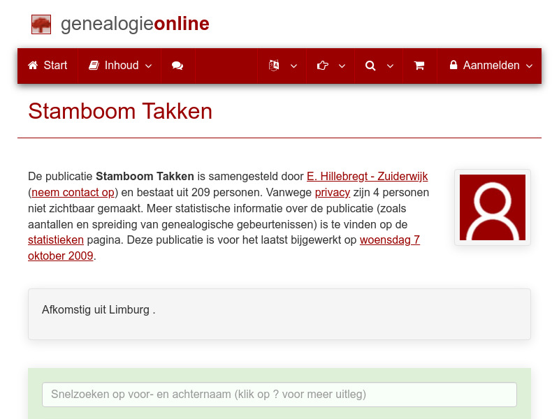 Screenshot van website