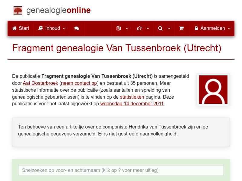 Screenshot van website