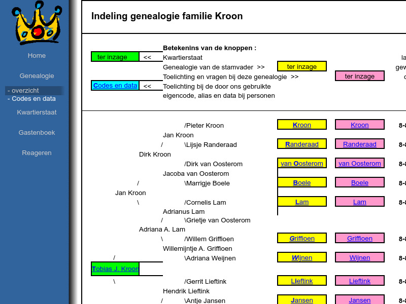 Screenshot van website