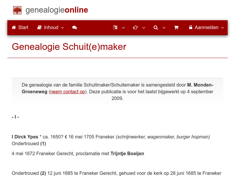 Screenshot van website