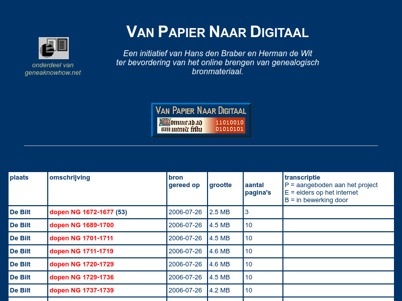 Screenshot van website