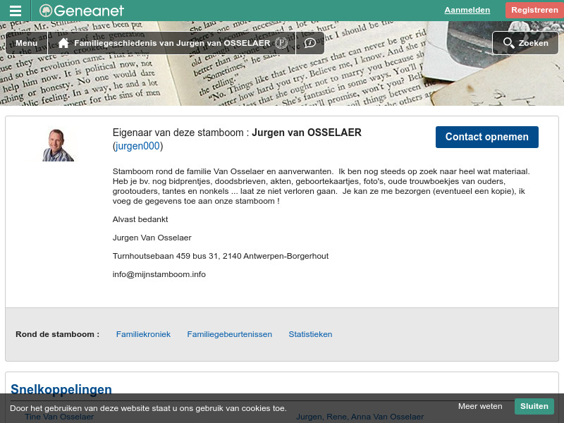 Screenshot van website