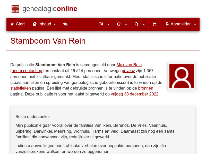 Screenshot van website