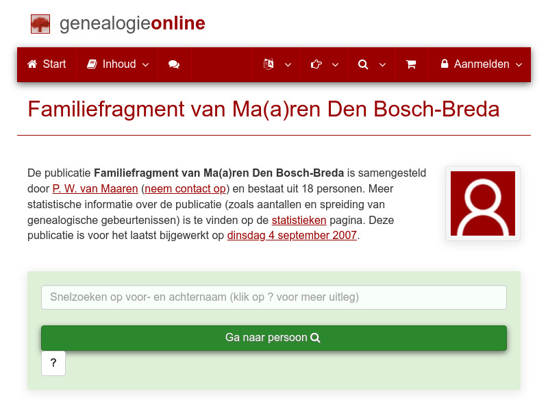 Screenshot van website