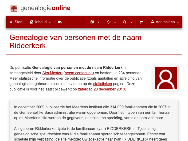 Screenshot van website
