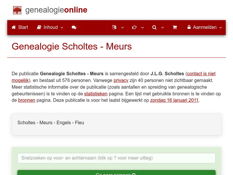 Screenshot van website