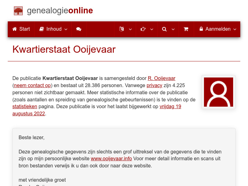 Screenshot van website